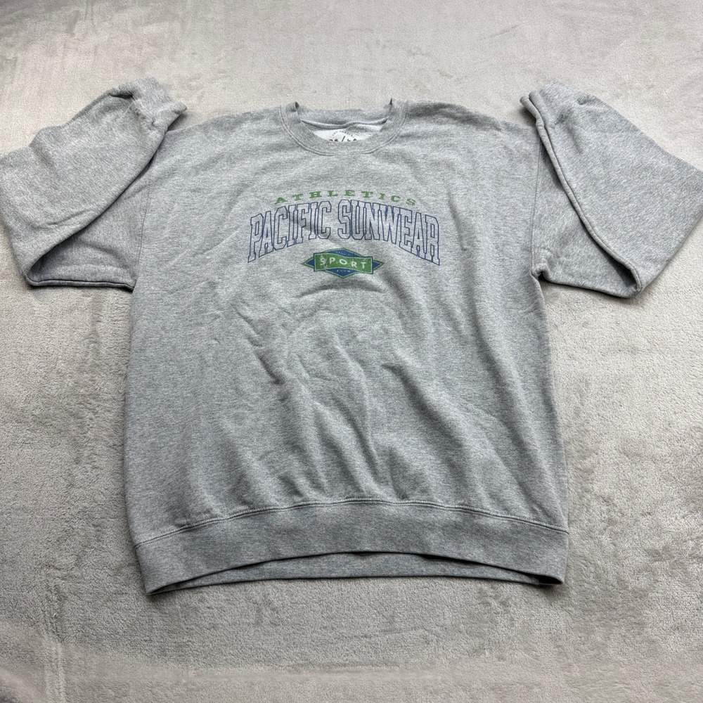 PacSun Sweatshirt Women L Gray PS/LA Athletics Sport Graphic Pullover Y2K Retro